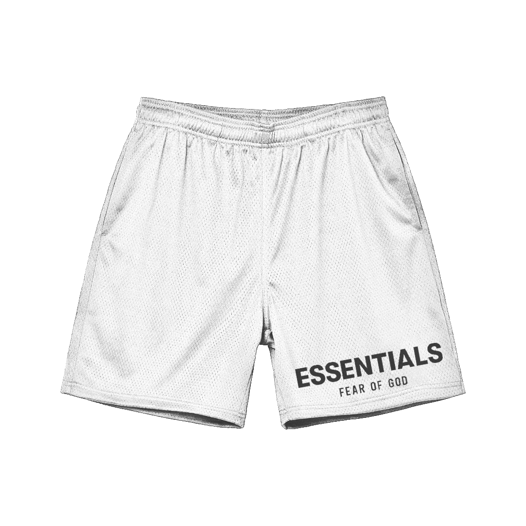 GRAY LETTERED BASIC MESH SHORTS